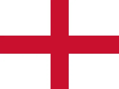 A white flag with a centered red cross extending to the edges, known as the flag of England, also called the St George's Cross.